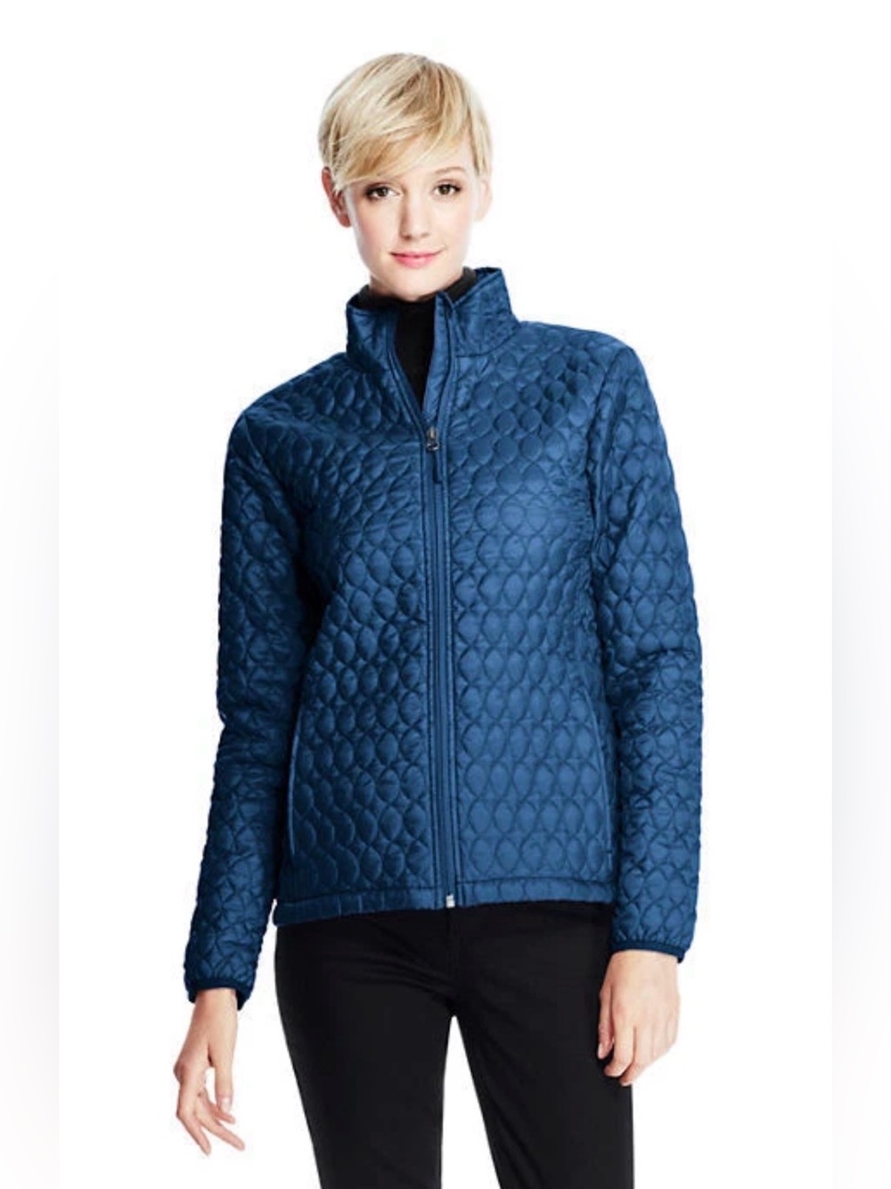 Lands’ End Quilted Primaloft Jacket in Neptune Blue Size 2X